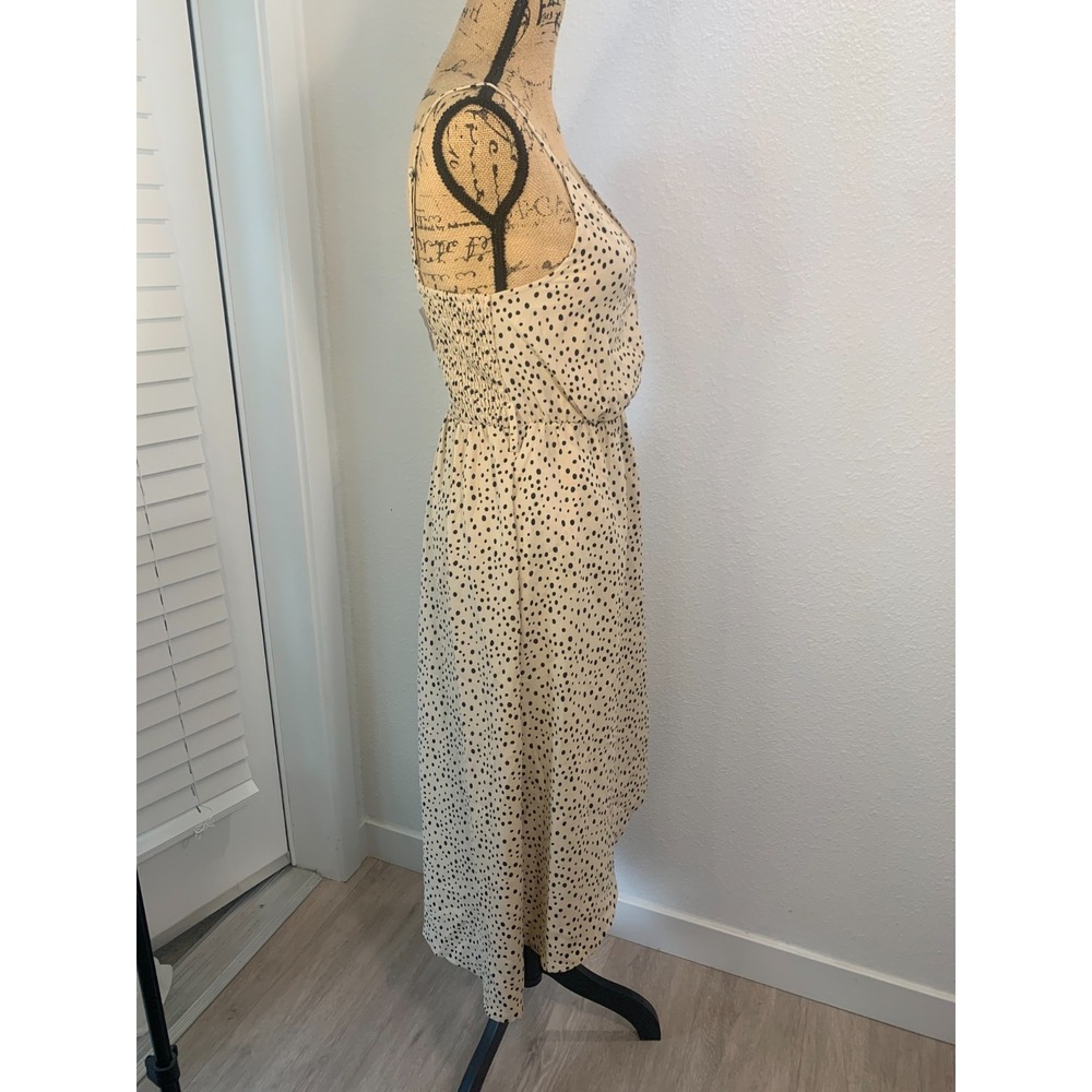 (H-229) JOAH Women's Polka Dot Midi Dress‎ Beige Black Sleeveless Size S - Picture 5 of 8